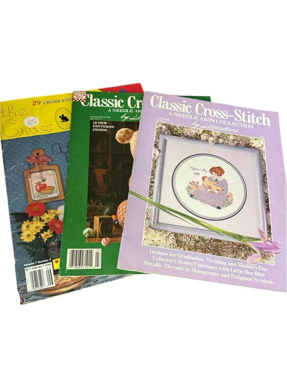 Three Cross Stitch Magazines With Projects See Description